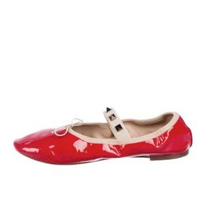 Valentino Patent Leather Rock Stud Ballerina Flats - size 6.5